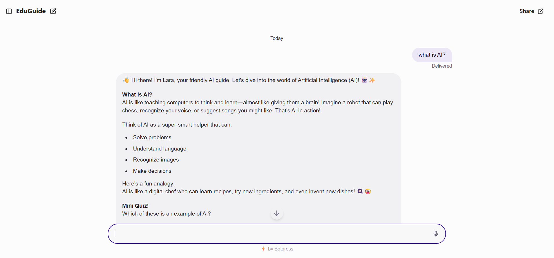 No-code Educational ChatBot